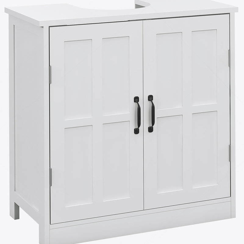 Meuble-lavabo de salle de bain blanc durable avec tablette réglable, parfait pour les environnements humides et base de meuble-lavabo personnalisable.