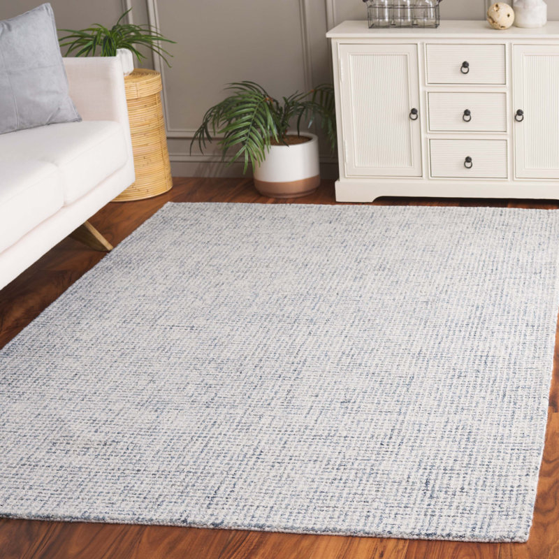 Martha Stewart Hand Tufted Wool Cotton Rug in Ivory/Blue, Rectangle 5' x 8'