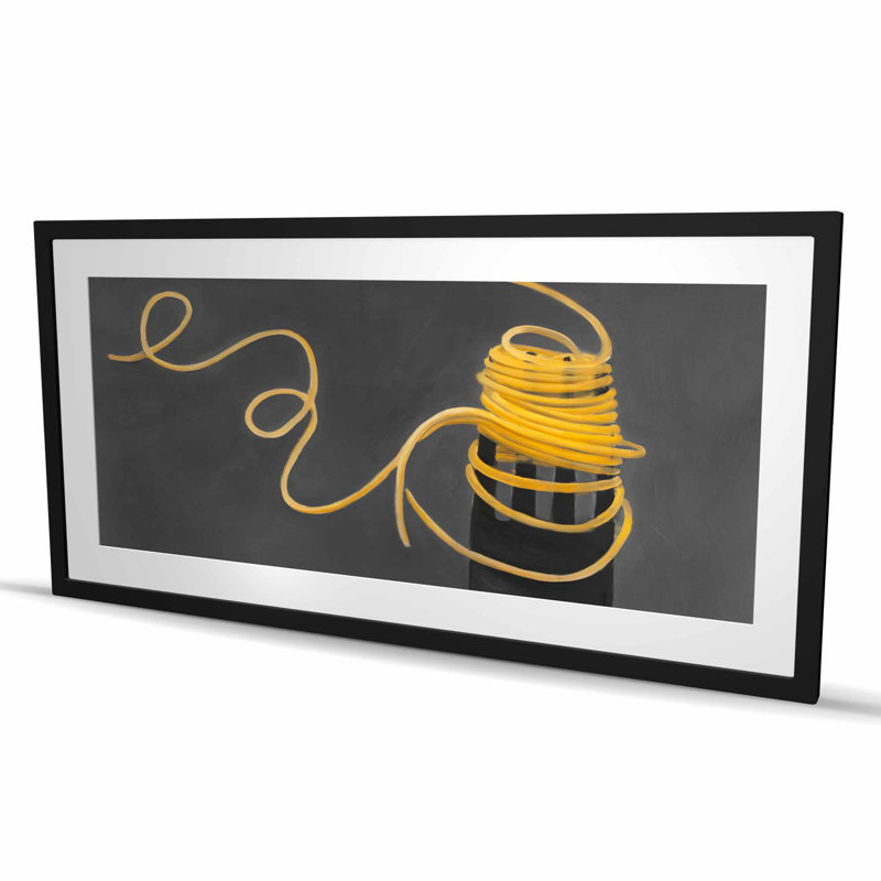 «Spaghetti Pasta Around a Fourche», reproduction d'art contemporain encadrée, H 48 po x l 24 po, Noir