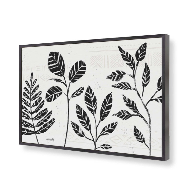 Botanicals noir et blanc I Print, Encadrement ouvert, zinc vieilli, H 9,25 po x l 11,25 po