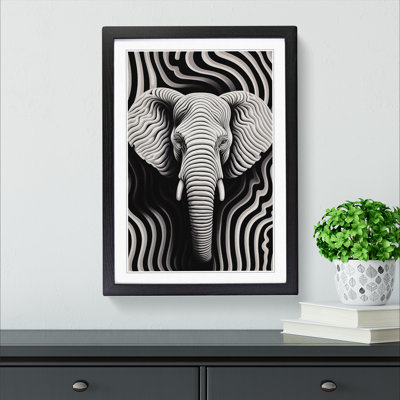 XYZ-FRM-V1223-640 Elephant Op No.3 - Single Picture Frame Print on Wood