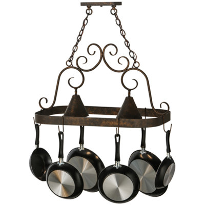 Steel Handcrafted Oval Hanging Pot Rack