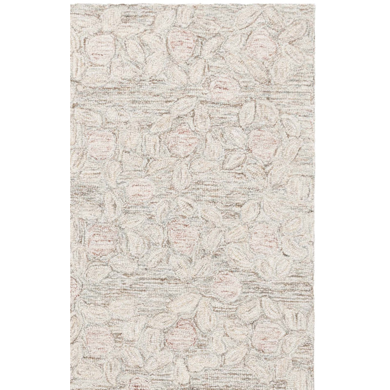Ebony Hand Tufted Wool;Cotton Floral Rug, Rectangle 6' x 9'