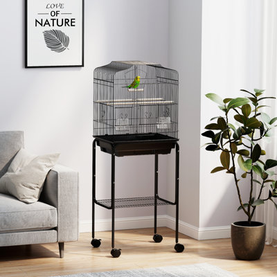 Bird Cage for Budgie Finch Canary Parakeet with Stand Tray Black