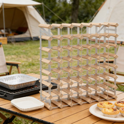 Solid Pinewood Wine Rack With Galvanized Steel Frame, Large Capacity Holds 72 Bottles, Easy Assembly For Home Wine Storage And Display