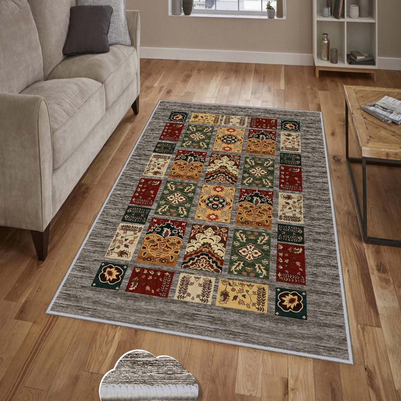 Premium Woven Area Rug, 100% Polyester, 4.6 x 7.2 ft | Antibacterial, Non-Slip PVC Dot Underside | 3D Digital Printing, Machine Washable, Pile Height: 0.3 in | Ideal for Living Room, Bedroom, and Dining Spaces