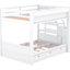 Lit superposé convertible blanc avec options de rangement: escalier, table, 3 tiroirs - rangement robuste et efficace-643675689