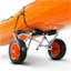 Chariot de kayak transportant un canot pliable de 250 lb avec des pneus en caoutchouc solide de 10 pouces