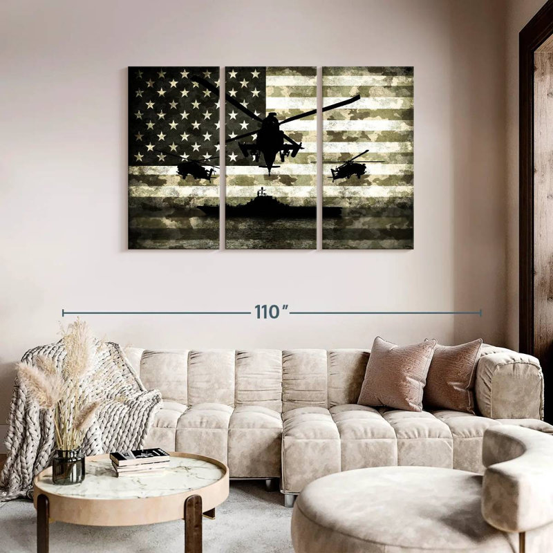 " Navy Camo USA Flag " by Echoes Of America 3 - Pieces, 48" H x 74" W x 1.25"