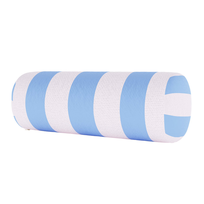 Coussin intérieur / extérieur Amala Sunbrella®, Blanc / rayures bleu clair