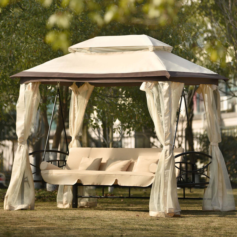 Pavillon de jardin 8,9 pi L 5,9 pi. D Pavillon de jardin en métal, Beige