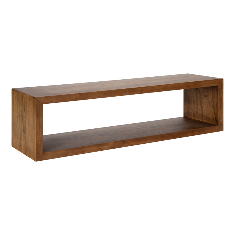 Tablette flottante en bois massif Robin, H 8 po x l 30 po x P 8 po, Brun rustique