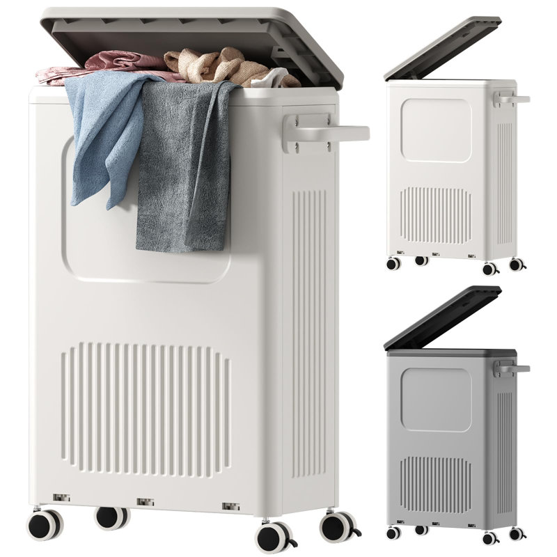 Plastic Rolling Laundry Hamper with Handles