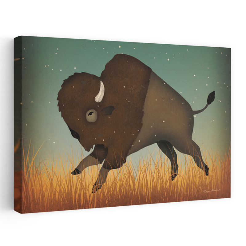 Buffalo bison II - animaux bison brun art de bison, H 32 po x l 48 po