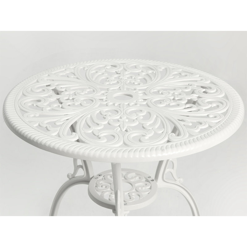 3-Piece Rust-Resistant Cast Aluminum Outdoor Bistro Set, White