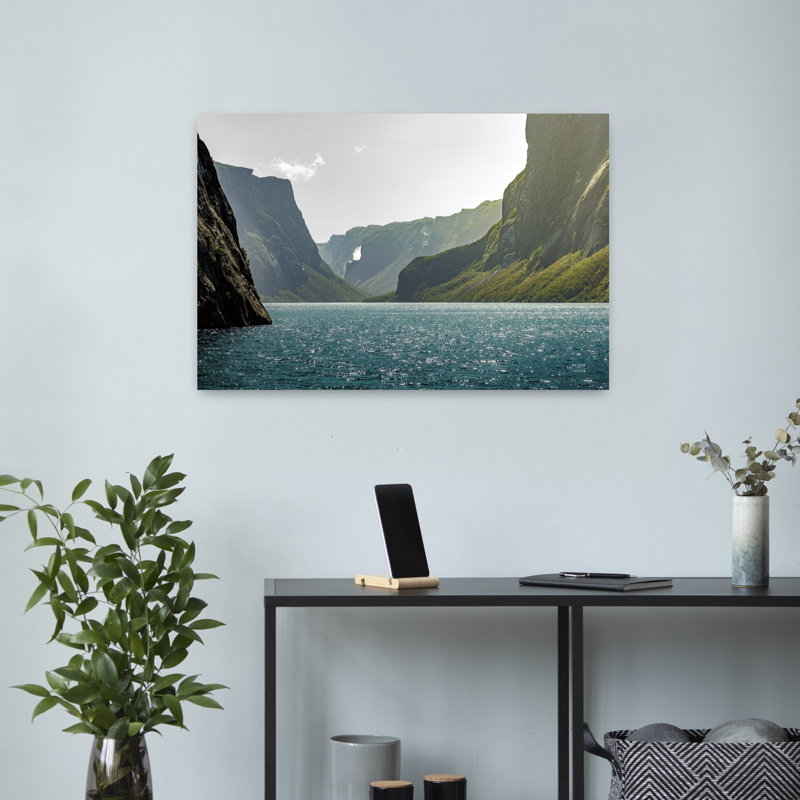 Art contemporain, paysage contemporain abstrait, art naturel, H 16 po x l 24 po, Bleu