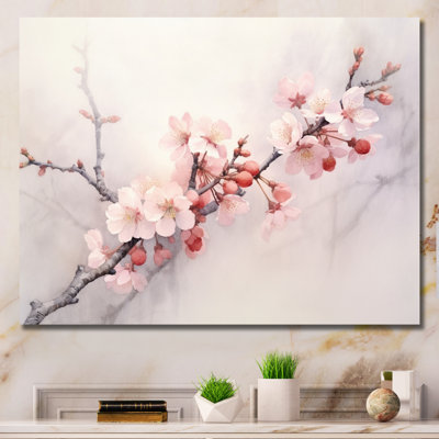 Minimalist Pink Cherry Blossoms II sur impression sur toile