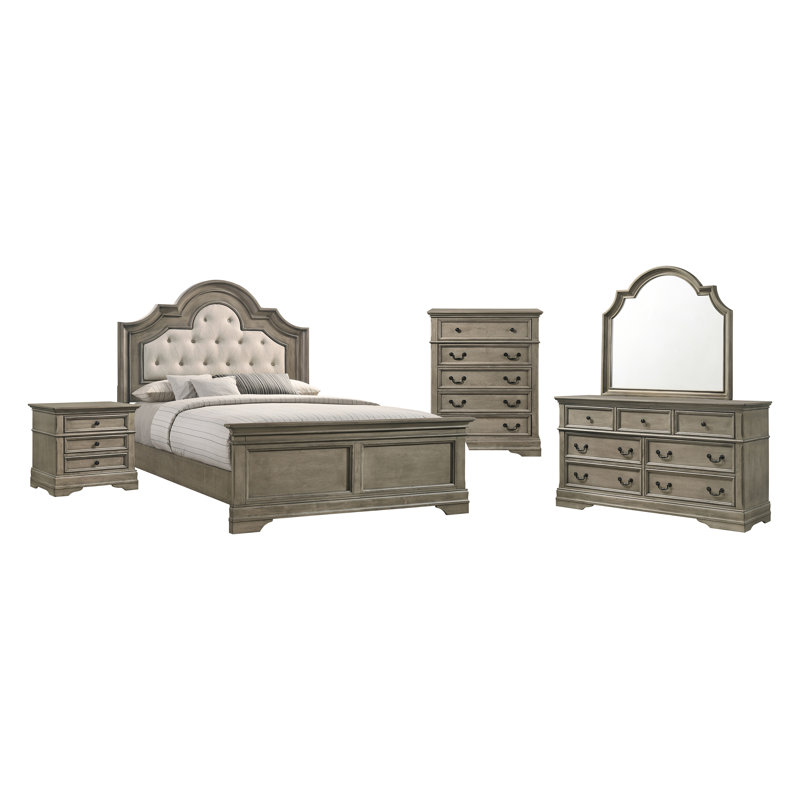 Ensemble de chambre à coucher 5 pièces en blé et beige Collingsworth, Grand