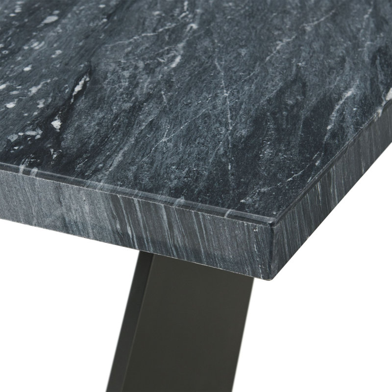 Contemporary Dillon 42"x70" Espresso Wood Dining Table with Gray Marble Top