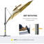 Aarun 330 cm W X 330 cm D Hexagonal Lighted Beach Parasol with Crank Lift-57652054