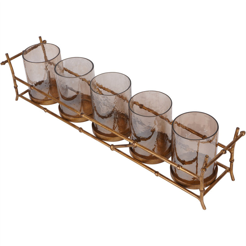 Iron Tabletop Hurricane, 5, 13.5 cm H x 57 cm W x 13.5 cm D
