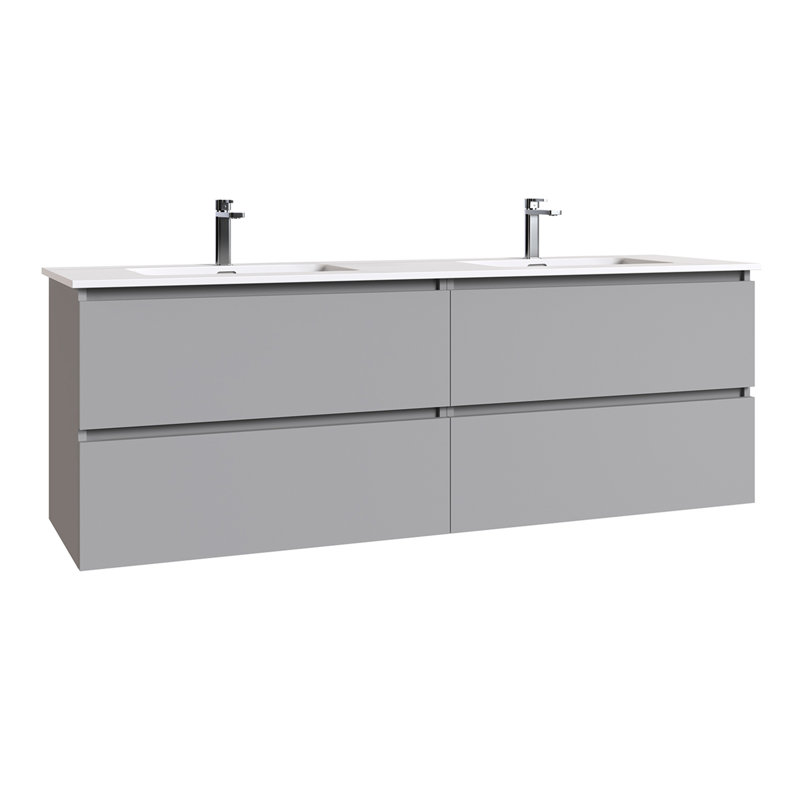 Meuble-lavabo mural 63,0 po Flora, Brume mate