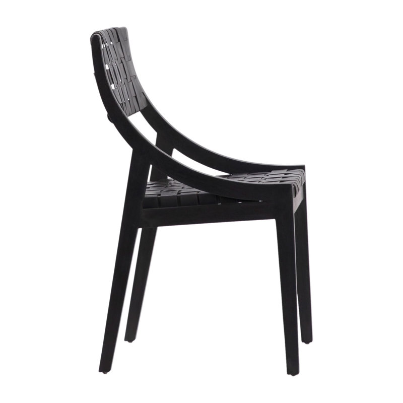 Leather Side Chair in Black, Black, Black