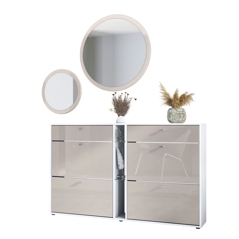 Rodrique Hall Tree 28cm Wide, Matt white/Sand gray