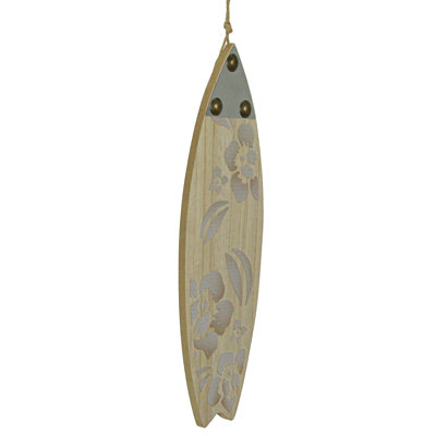 16 pouces planche de surf murale en bois sculpté avec fleurs et métal