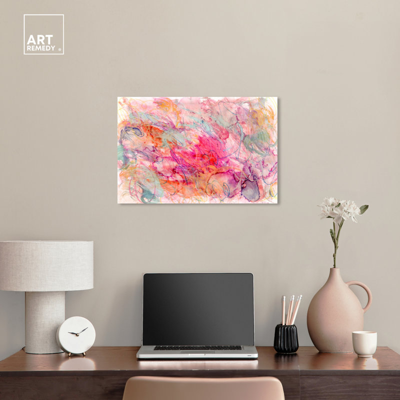 «Montauk In The Summer», toile pastel abstraite, art apaisant par Art Remedy, Toile tendue, H 30 po x l 36 po