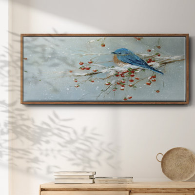 Oiseau bleu en hiver - toile encadrée