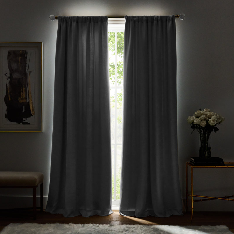 Karl Lagerfeld Paris Silky Cloud Curtain Panel Pair, Gray, 50" W x 84" L