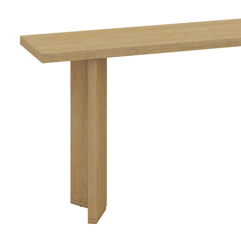 Console avec placage de pin et pieds géométriques, table élégante, Naturel