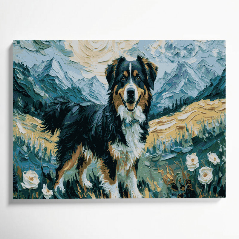 «Dogs Entlebucher Mountain Dog», art mural sur toile verte, H 11 po x l 14 po