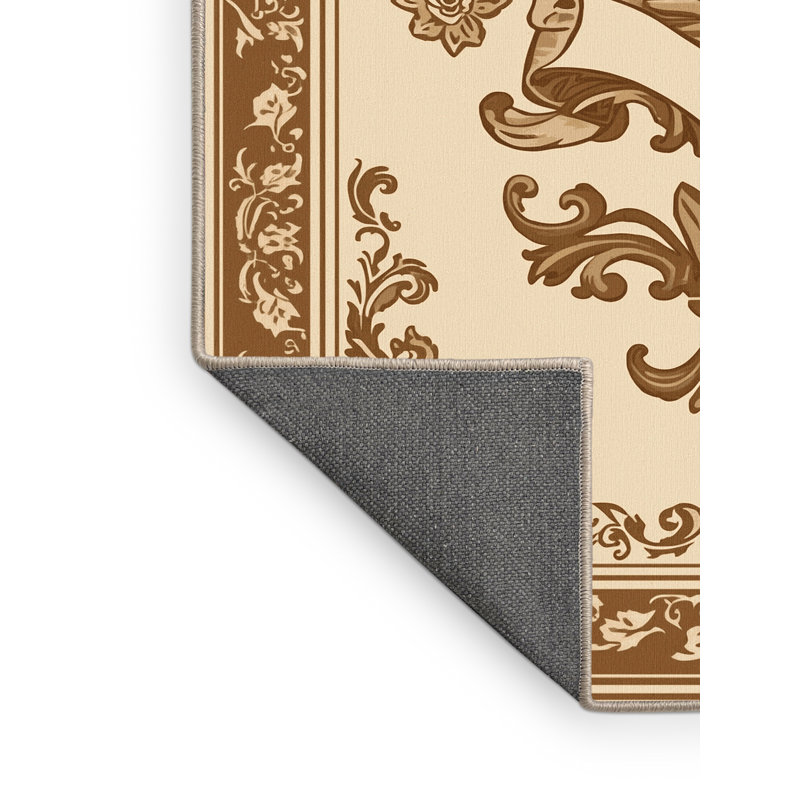 Tapis beige moelleux moelleux en plumes et volutes classiques, 3 x 5