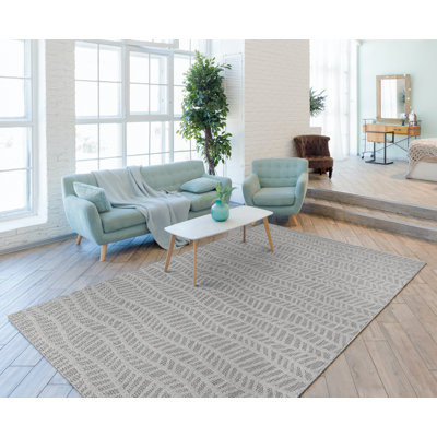 Tapis gris à tissage plat abstrait Arleon