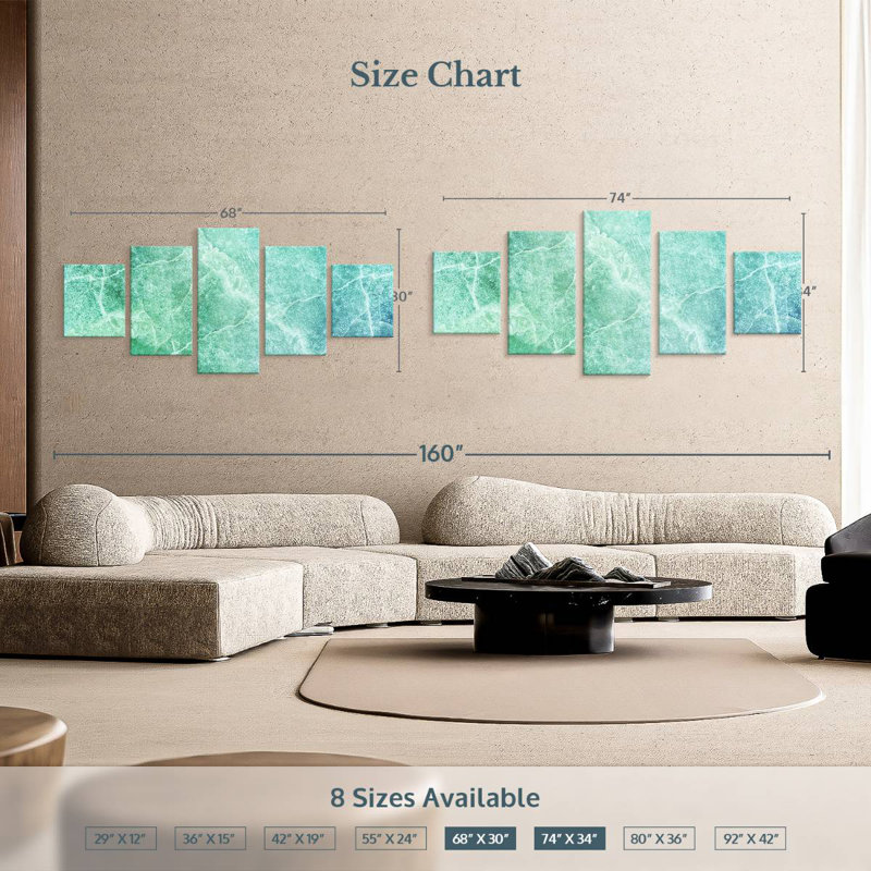 Green Quartz Glaser, H 34 po x l 74 po