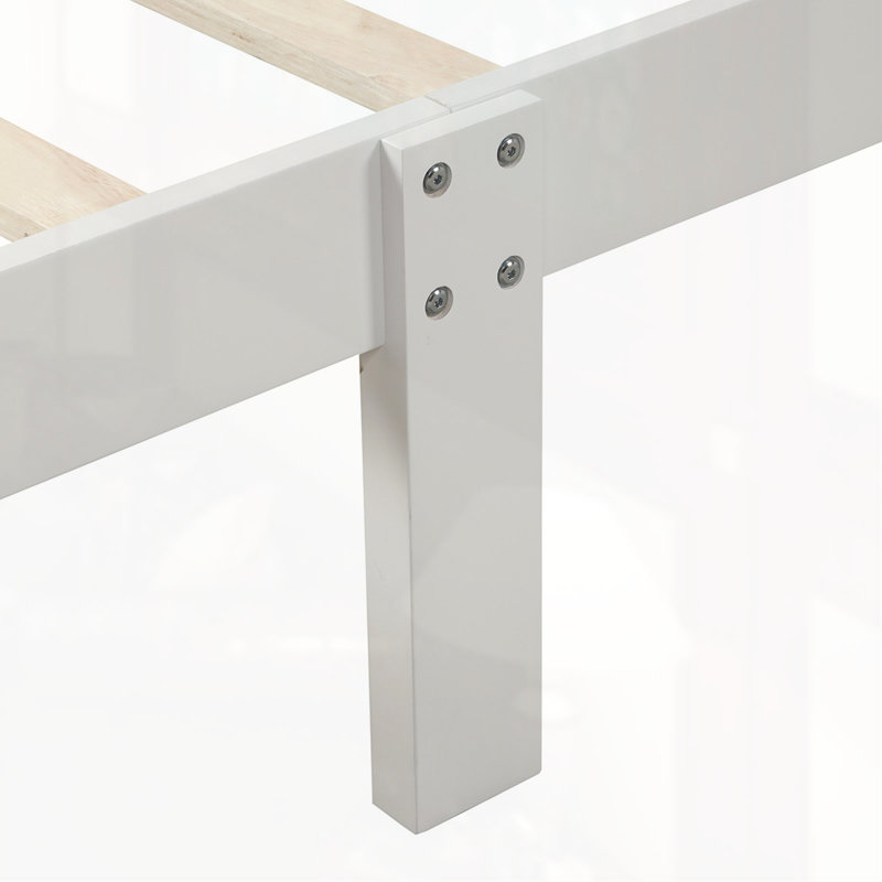 Wood Sleigh Bed Twin Bed Frame, White