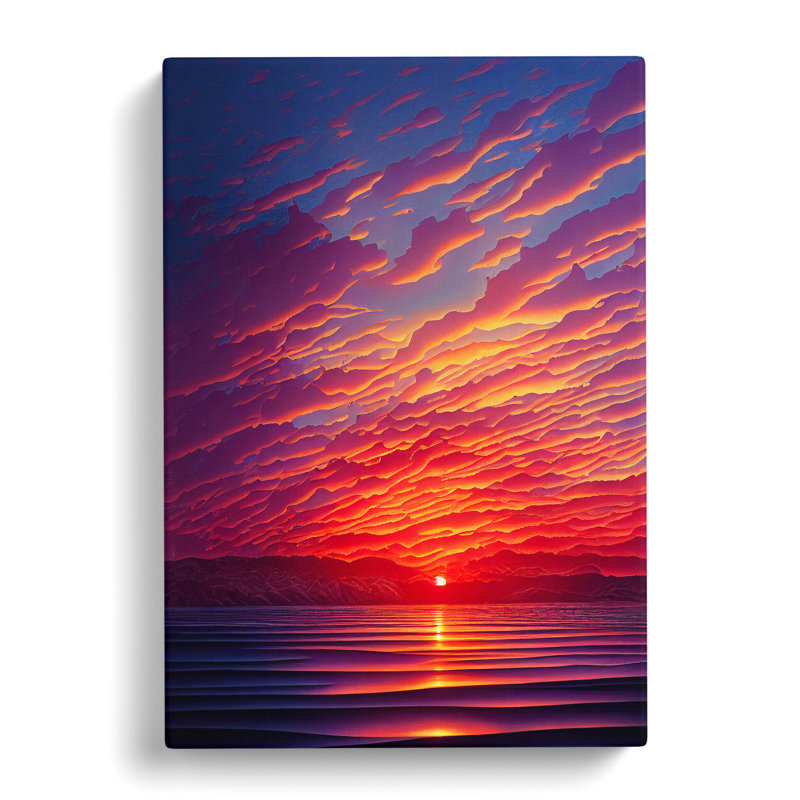 Vibrant Ocean Sunset - Wall Art, Wrapped Canvas, 50cm H x 35cm W, No Matte