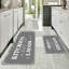 Tapis de cuisine gris 2 pièces «Eat Well Laugh souvent»