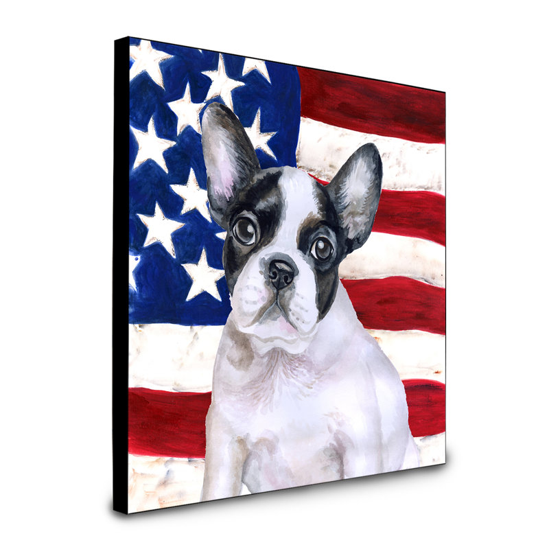 Double Down Animals Artwork Wall Panel, White French Bulldog