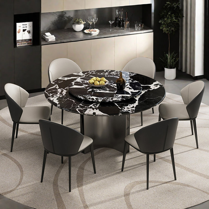 Ensemble de table de salle à manger Modern, H 29,9 po x L 53,1 po x l 53,1 po, 7 pièces : table, 6 chaises