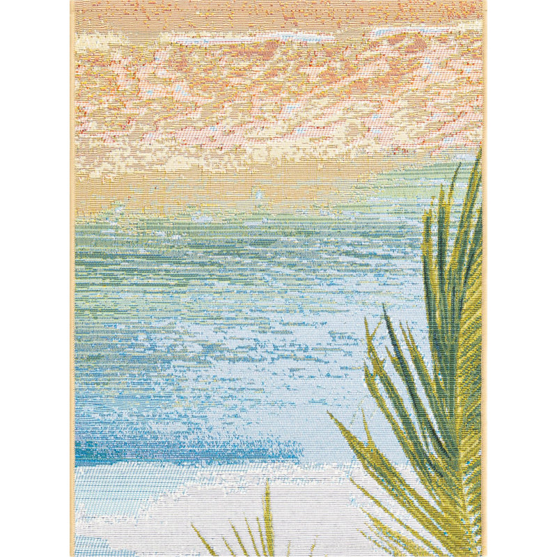 Outdoor Ayton Area Rug Beach Color, Rectangle 7'10" x 10'
