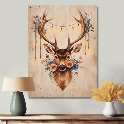 Art mural rustique cerf, décor de Noël campagnard, chaudière