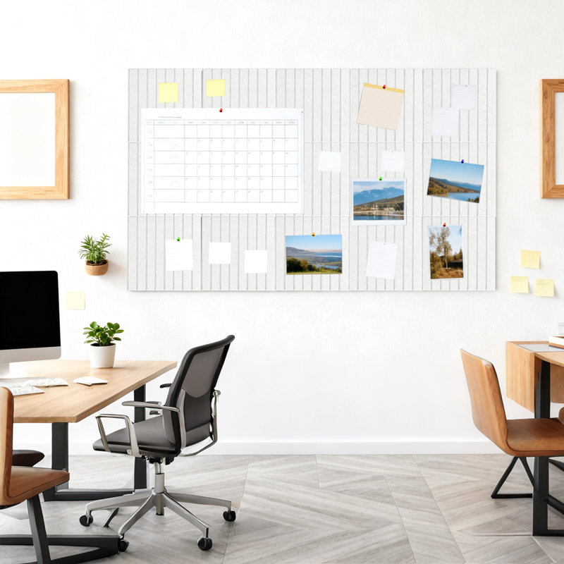 Paquet de 15 babillards modulaires en feutre, tuiles 11,8 x 11,8 po avec 30 punaises pour affichage mural de photos de bureau à domicile, blanc