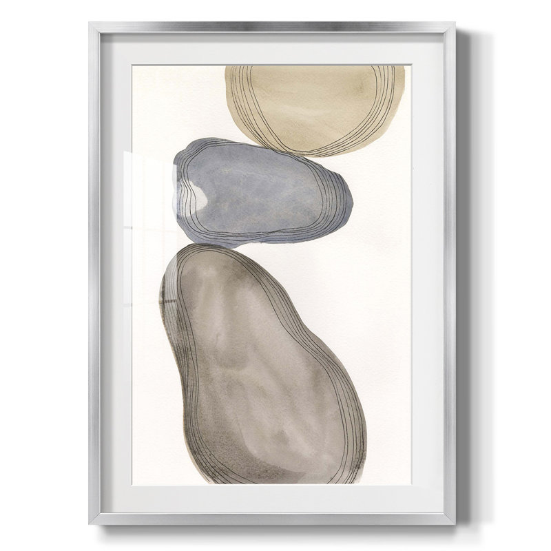 River Rocks Contour II -Framed Print, 25.5" H x 17.5" W, Silver