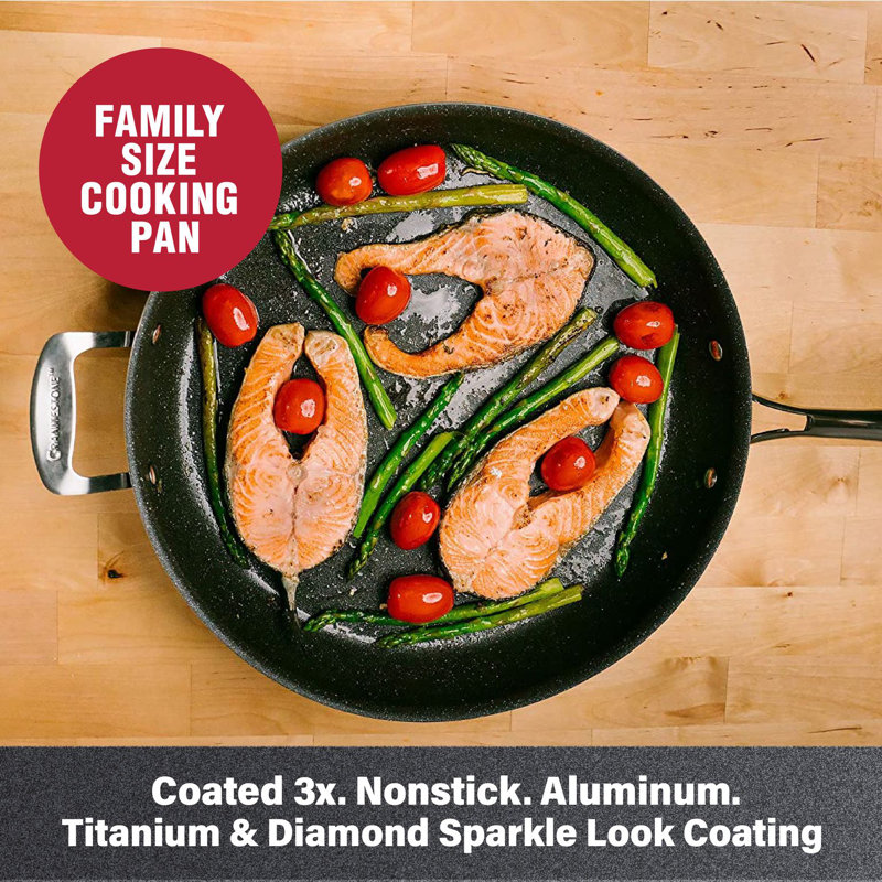 Granitestone 14'' Nonstick Frying Pan, Family Sized Open Skillet, Oven ...