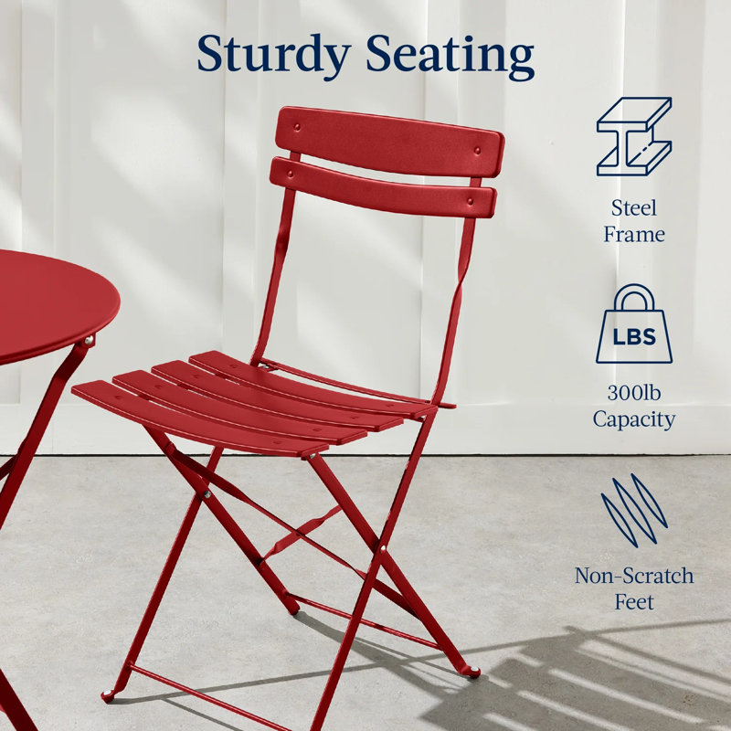 Folding Patio Bistro Set, Red
