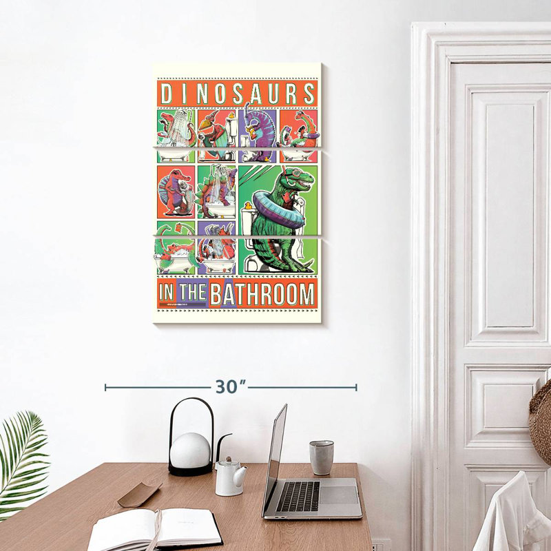 Brampt Dinosaurs In The Bathroom, 32" H x 20" W