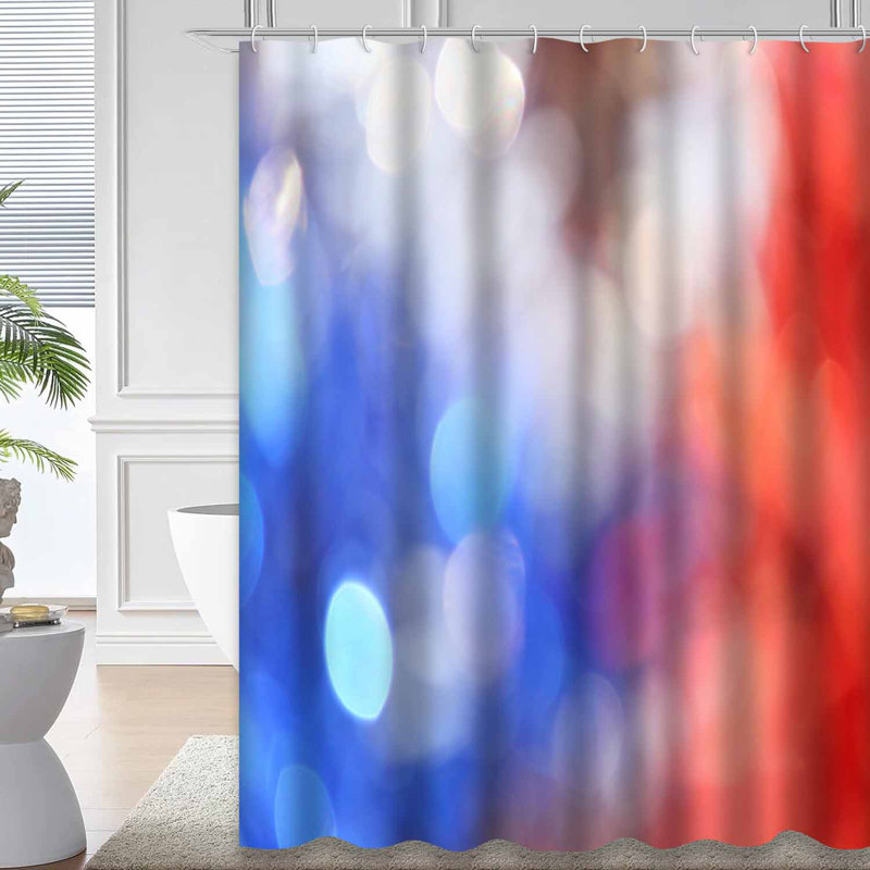 Rideau de douche coloré abstrait rouge et bleu avec 12 crochets, L 72 po x l 84 po
